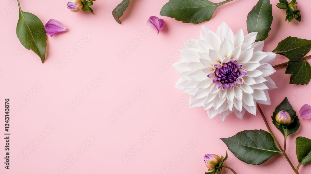 Fototapeta premium Space Dahlia Purple Scene Pastel Autumn Vibe Right