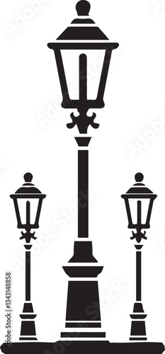 Isolated vintage lamppost Vintage Garden Lamp Silhouette street light vector illustration
