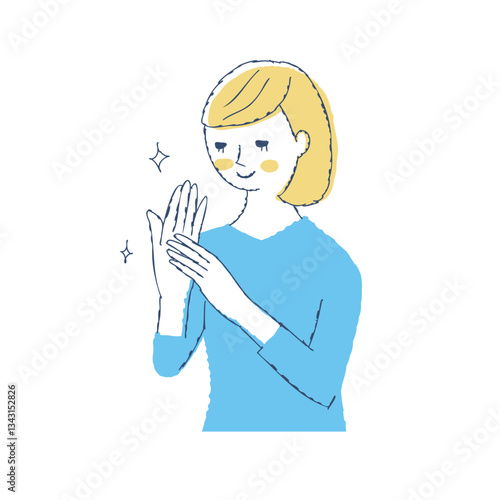 ハンドケア  きれいな手を見る女性