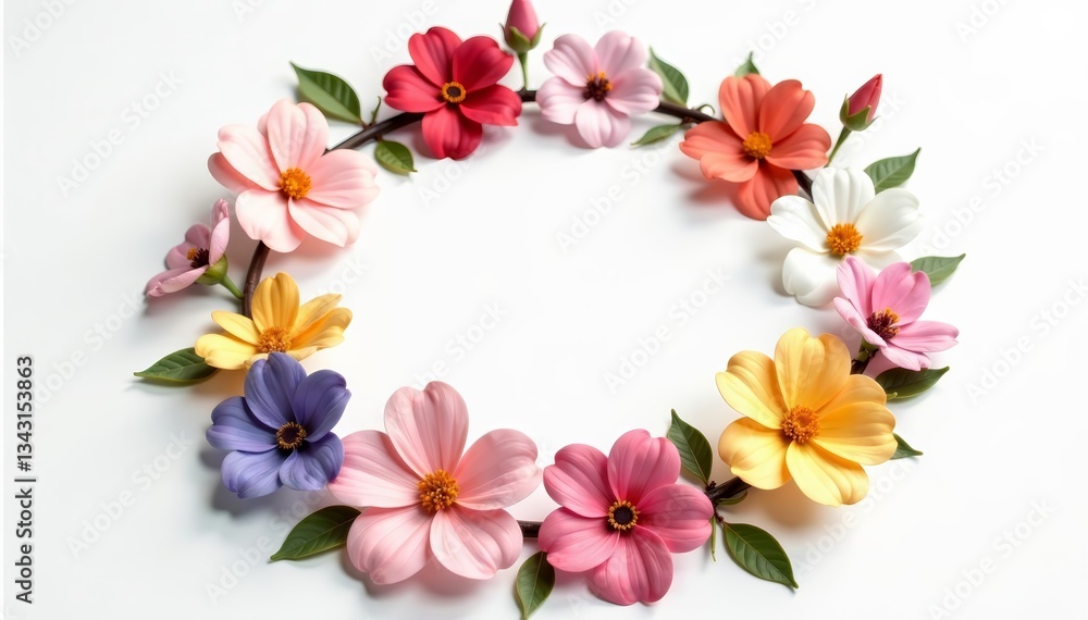 Delicate wreath made of various blooming flowers, flowers, nature Delicate wreath made of various blooming flowers, flowers, nature