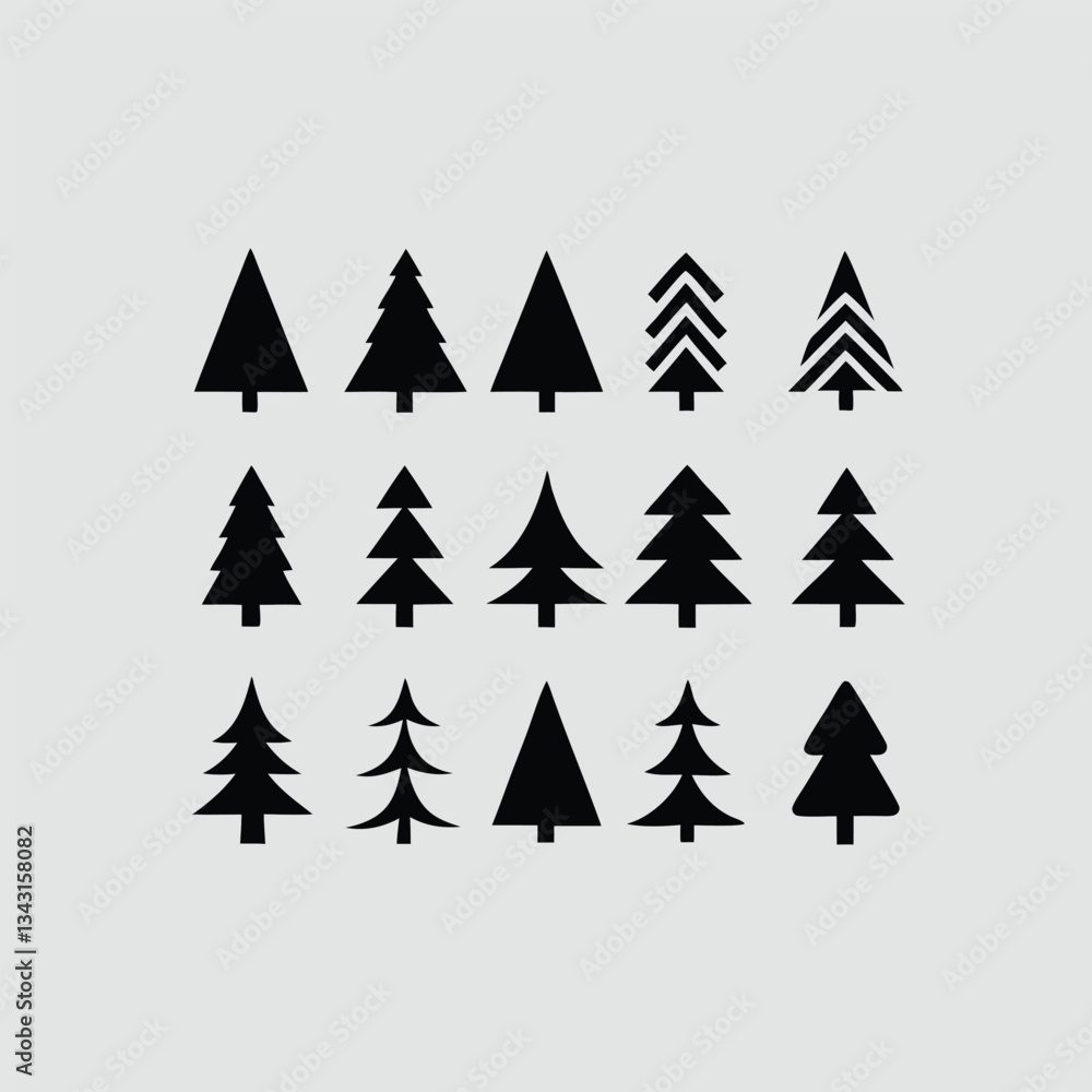 Obraz premium Tree silhouette and Tropical leaves vector isolated on white background.