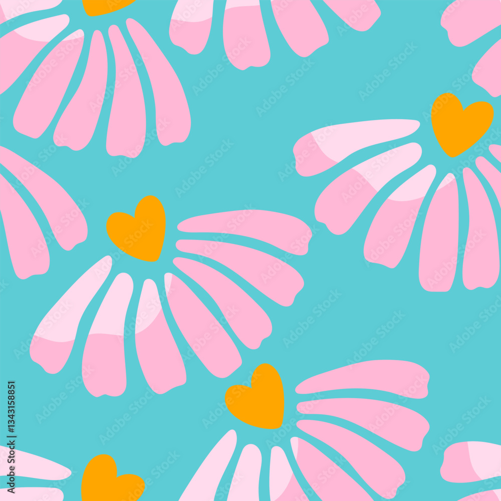 Seamless vector design with adorable chamomile flowers and neutral tones. Perfect for wrapping paper, textile prints, and nursery decor with a cute and festive touch Seamless vector design with adorable chamomile flowers and neutral tones. Perfect for wrapping paper, textile prints, and nursery decor with a cute and festive touch