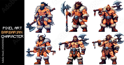 A pixel art depiction of an 8 bit Barbarian character.