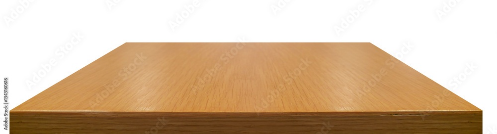 Fototapeta premium Empty beautiful wood table on white background