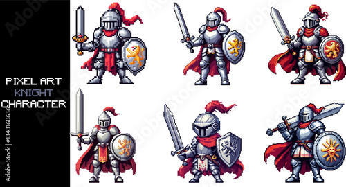 A pixel art depiction of an 8 bit Knight character.
