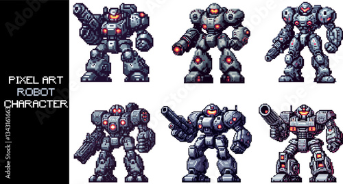 A pixel art depiction of an 8 bit Battle Robot character.