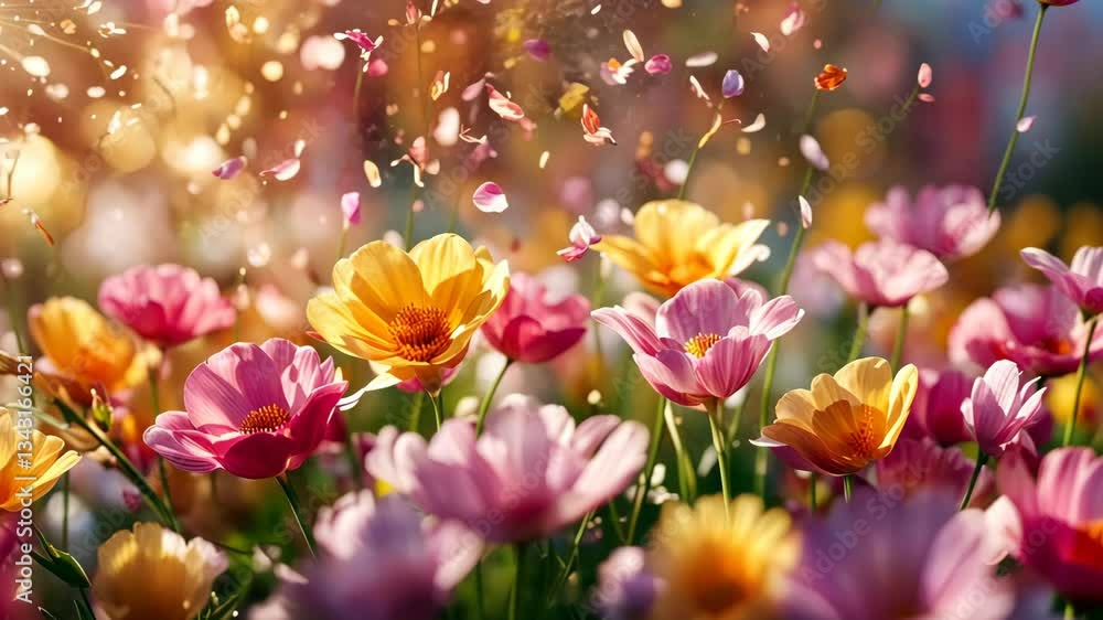 Vibrant floral spring or summer background with copy space. Banner for women's or mothers day Vibrant floral spring or summer background with copy space. Banner for women's or mothers day