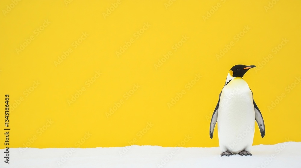 Obraz premium Space Arctic Penguin Moment Yellow Pastel Right Black