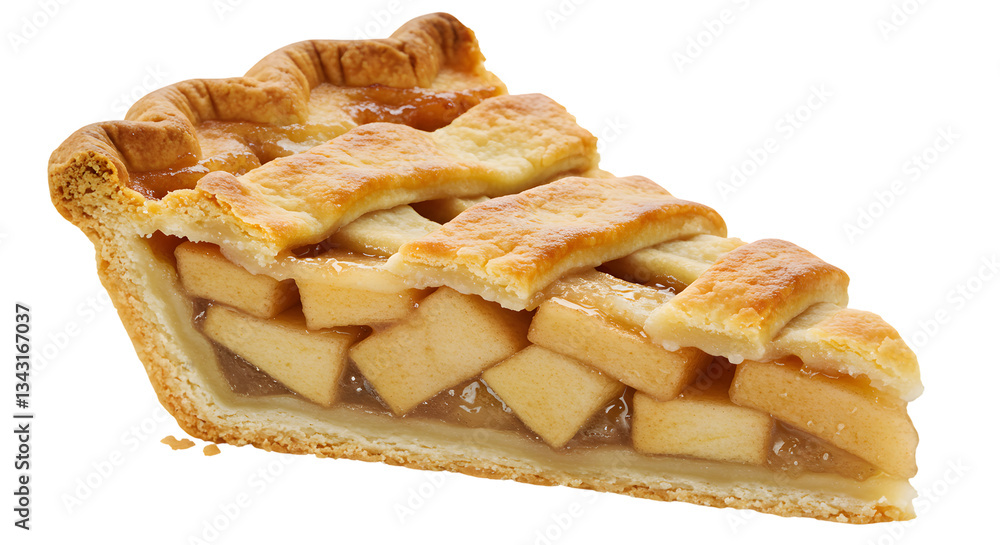Piece of tasty apple pie isolated on transparent background Piece of tasty apple pie isolated on transparent background