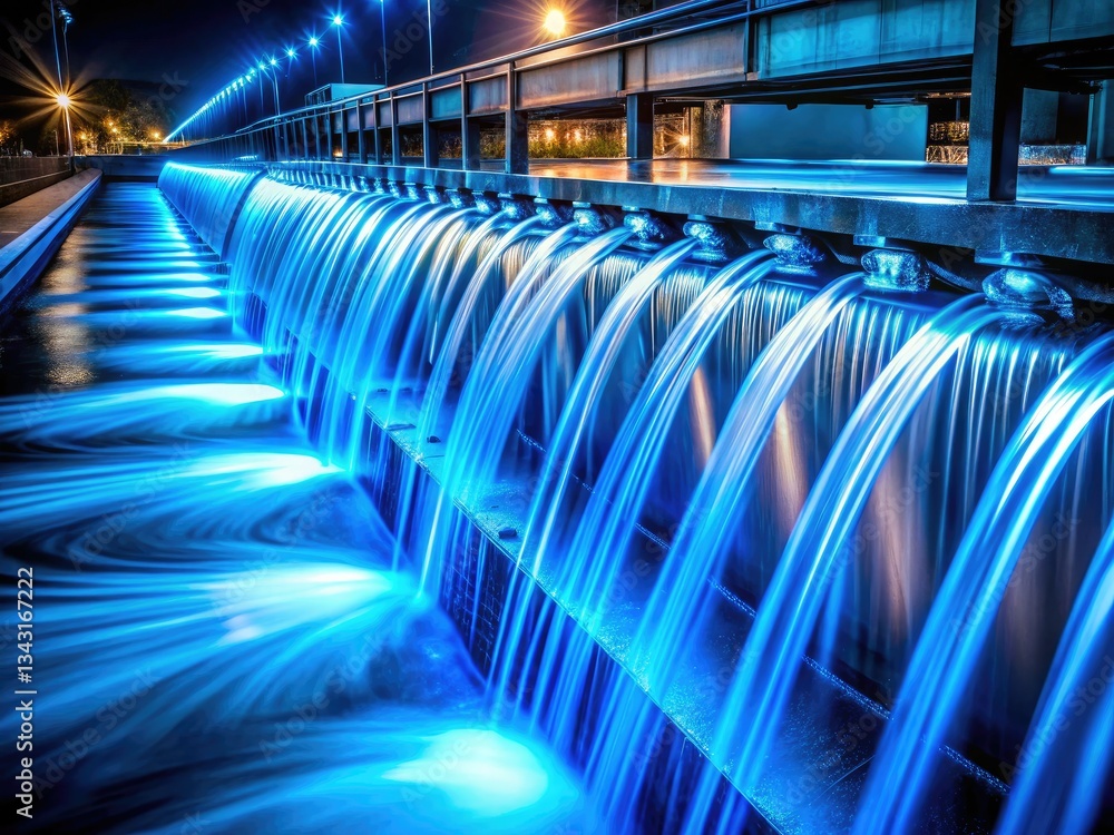 Fototapeta premium Long Exposure Water Refill Line: Filtration & Recirculation System Photography