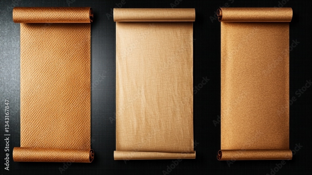 Fototapeta premium Medieval Parchment Scrolls Antique Paper Texture Background