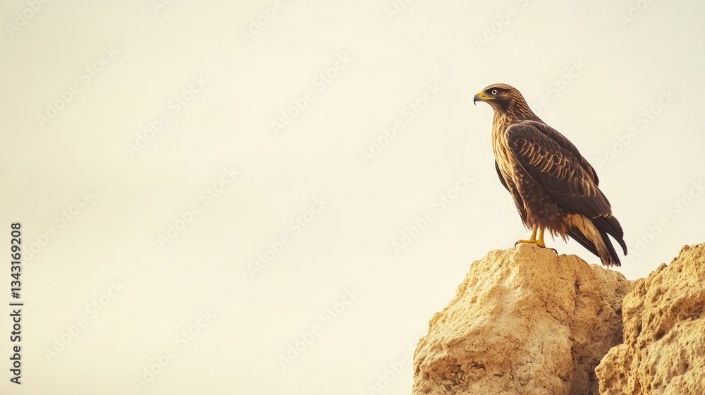 Fototapeta premium Space Brown Buzzard Moment Right Cliff Desert Yellow