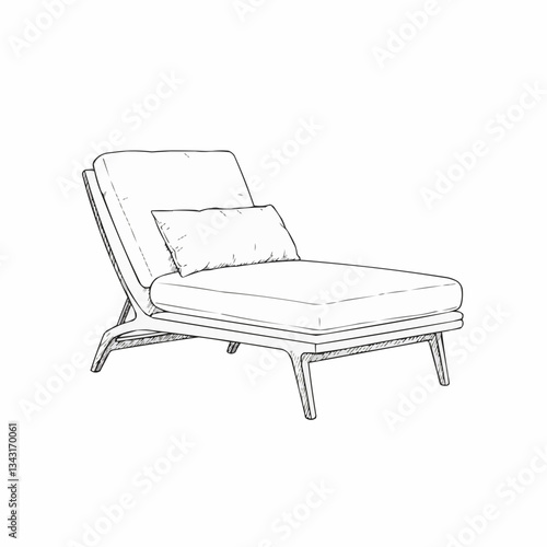Minimalist lounge chair with a soft pillow in a bright, airy space