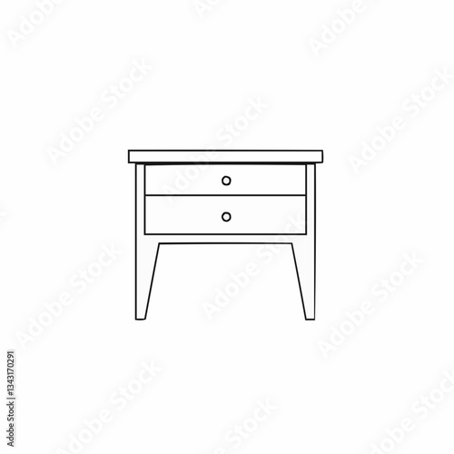 Minimalist wooden drawer with two circular handles on white background