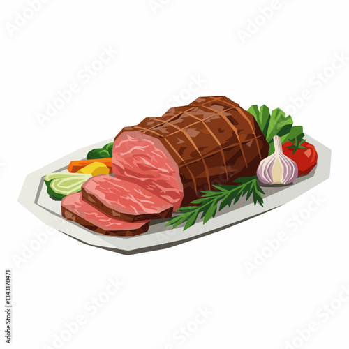 Deliciously prepared roast beef with colorful vegetables on a plate