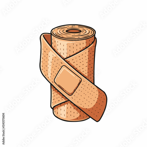 Close-up of a rolled bandage on a white background, ideal for medical use