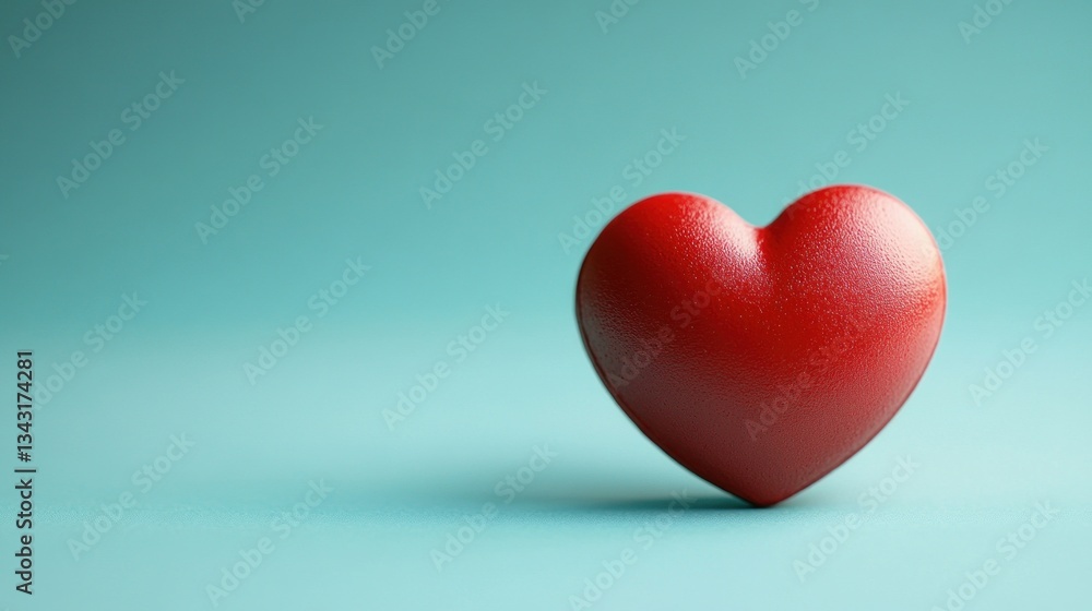 3D Red Heart on Teal Background 3D Red Heart on Teal Background