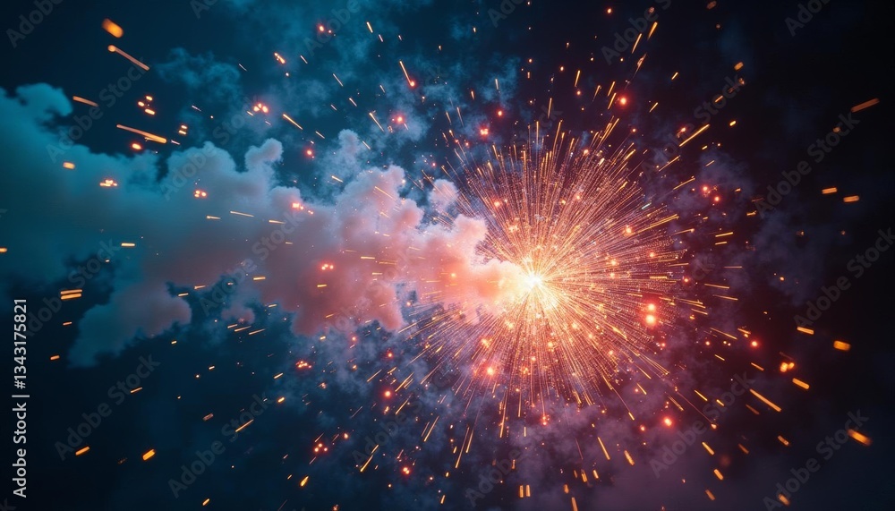 Obraz premium Sparkling fireworks in the night sky