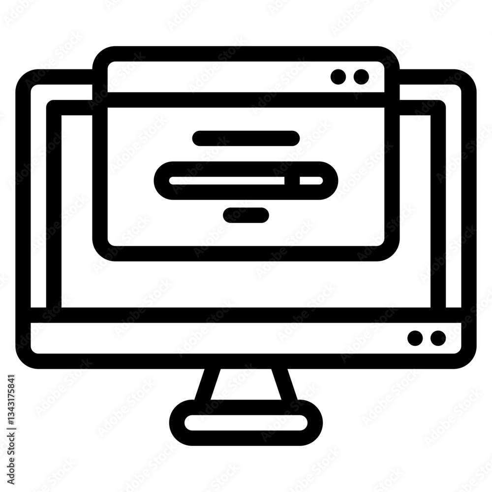 Computer monitor showing a web page, suitable for technology blogs, online tutorials, website design concepts, remote working illustrations. Computer monitor showing a web page, suitable for technology blogs, online tutorials, website design concepts, remote working illustrations.