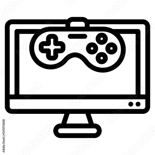Computer monitor and video game controller setup, great for gaming or technology concept designs in blog posts, social media, or presentations.