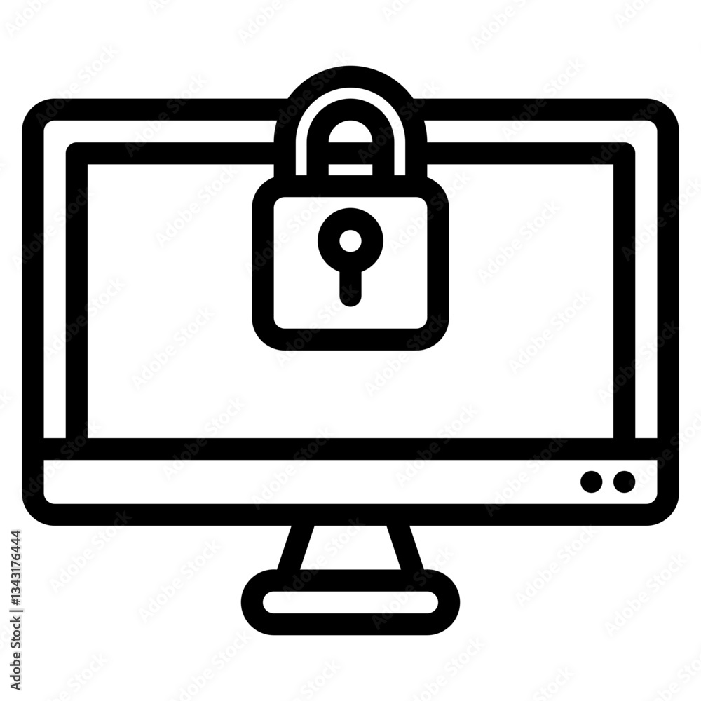 Computer monitor with a padlock on the screen, great for cybersecurity concepts, internet safety, data protection, online privacy, digital security. Computer monitor with a padlock on the screen, great for cybersecurity concepts, internet safety, data protection, online privacy, digital security.