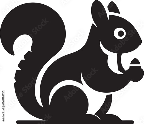 Radiant Squirrel Silhouette Black Vector ArtExpressive Black Squirrel Vector Illustration

