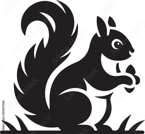 Radiant Squirrel Silhouette Black Vector ArtExpressive Black Squirrel Vector Illustration
