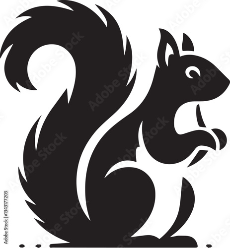 Radiant Squirrel Silhouette Black Vector ArtExpressive Black Squirrel Vector Illustration
