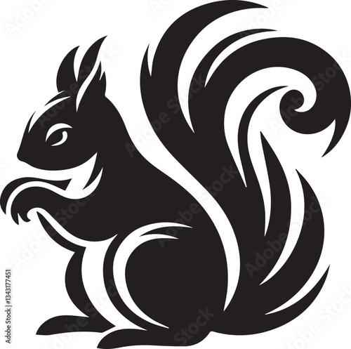 Radiant Squirrel Silhouette Black Vector ArtExpressive Black Squirrel Vector Illustration

