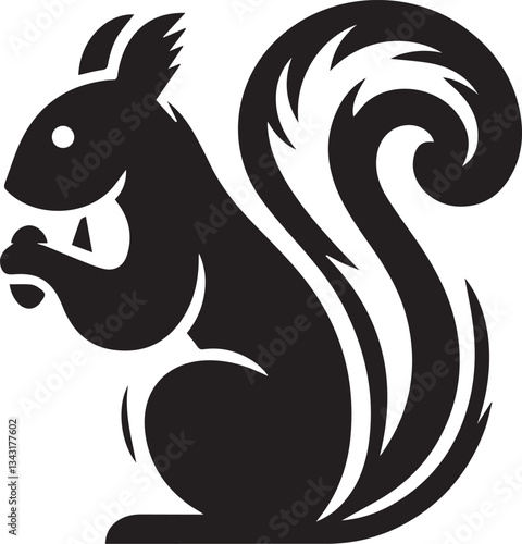 Radiant Squirrel Silhouette Black Vector ArtExpressive Black Squirrel Vector Illustration
