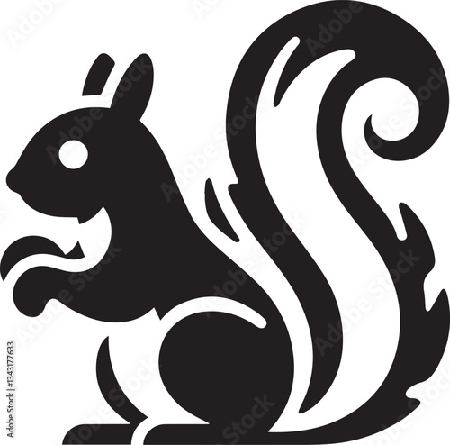 Radiant Squirrel Silhouette Black Vector ArtExpressive Black Squirrel Vector Illustration
