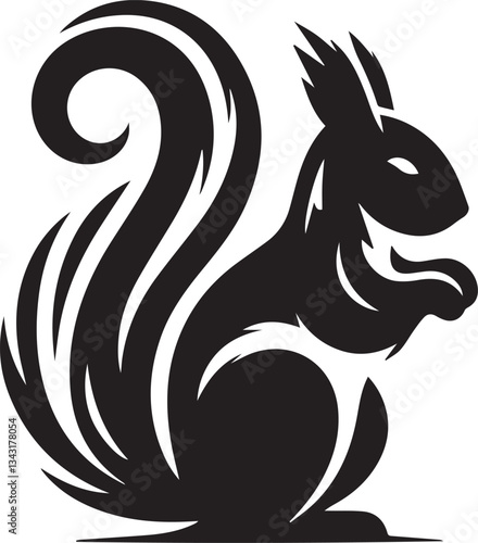 Radiant Squirrel Silhouette Black Vector ArtExpressive Black Squirrel Vector Illustration
