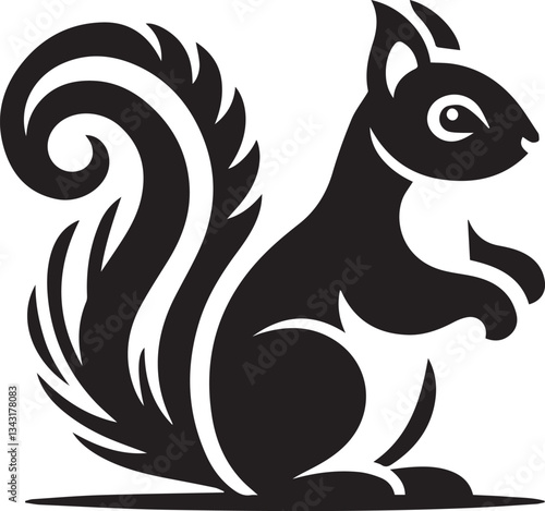 Radiant Squirrel Silhouette Black Vector ArtExpressive Black Squirrel Vector Illustration
