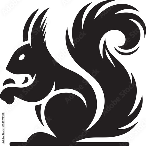 Radiant Squirrel Silhouette Black Vector ArtExpressive Black Squirrel Vector Illustration

