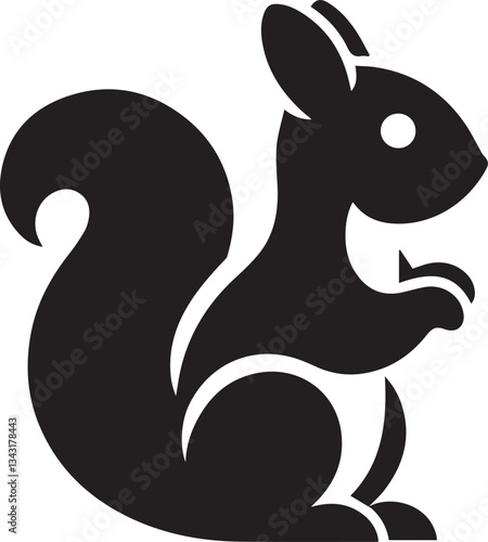 Radiant Squirrel Silhouette Black Vector ArtExpressive Black Squirrel Vector Illustration
