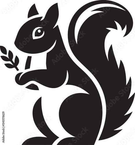 Radiant Squirrel Silhouette Black Vector ArtExpressive Black Squirrel Vector Illustration
