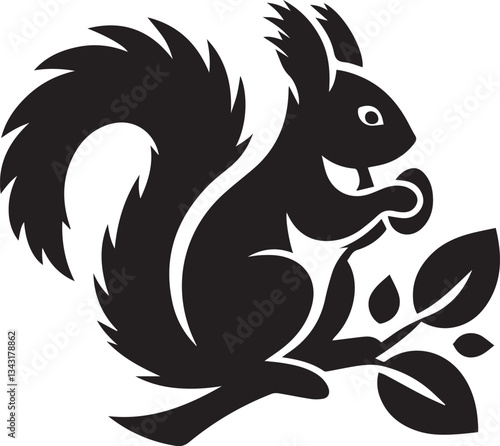 Radiant Squirrel Silhouette Black Vector ArtExpressive Black Squirrel Vector Illustration

