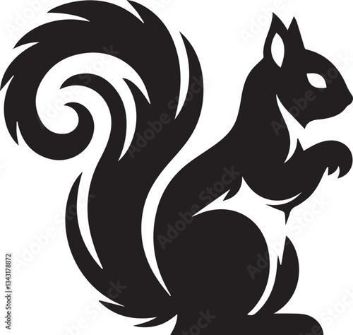 Radiant Squirrel Silhouette Black Vector ArtExpressive Black Squirrel Vector Illustration
