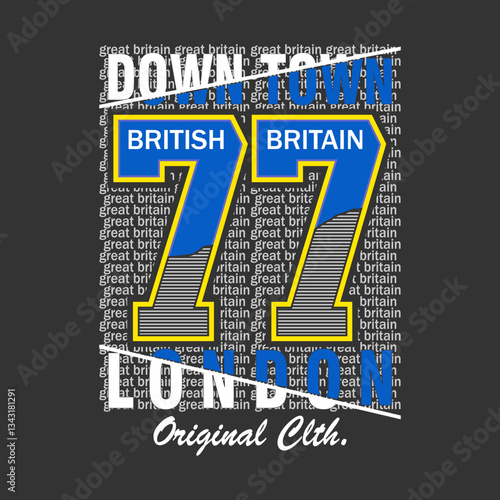 downtown 77 british london original cloth typography with gray background