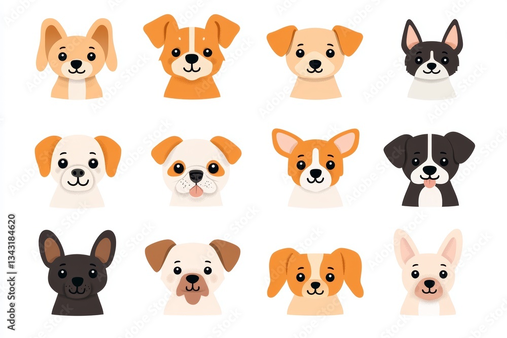 Set of dog faces with one saying Set of dog faces with one saying