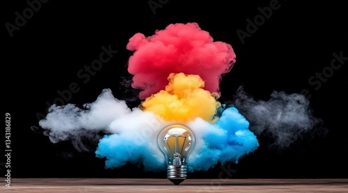 Colorful Smoke   Lightbulb  Innovation  Ideas  Creativity  Design