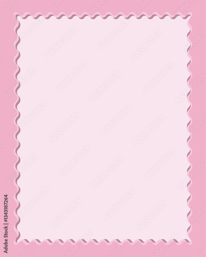 Pink vertical frame with wavy edge and shadow. Vector illustration for birthday and easter. Paper cut. Template with space for text and design. Blank card for mother's day and valentine's day. Pink vertical frame with wavy edge and shadow. Vector illustration for birthday and easter. Paper cut. Template with space for text and design. Blank card for mother's day and valentine's day.