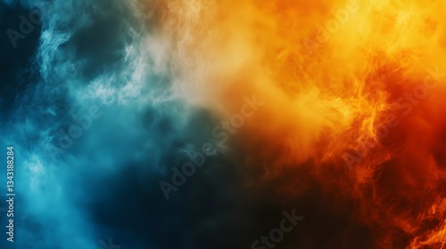 Wallpaper Mural Abstract artwork shows contrasting colors of blue and orange hues Torontodigital.ca