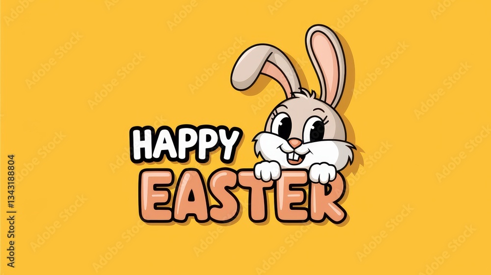 Easter celebration graphic featuring a cheerful cartoon bunny with colorful text, perfect for holiday cards, social media posts, spring marketing campaigns, and family gatherings. Easter celebration graphic featuring a cheerful cartoon bunny with colorful text, perfect for holiday cards, social media posts, spring marketing campaigns, and family gatherings.