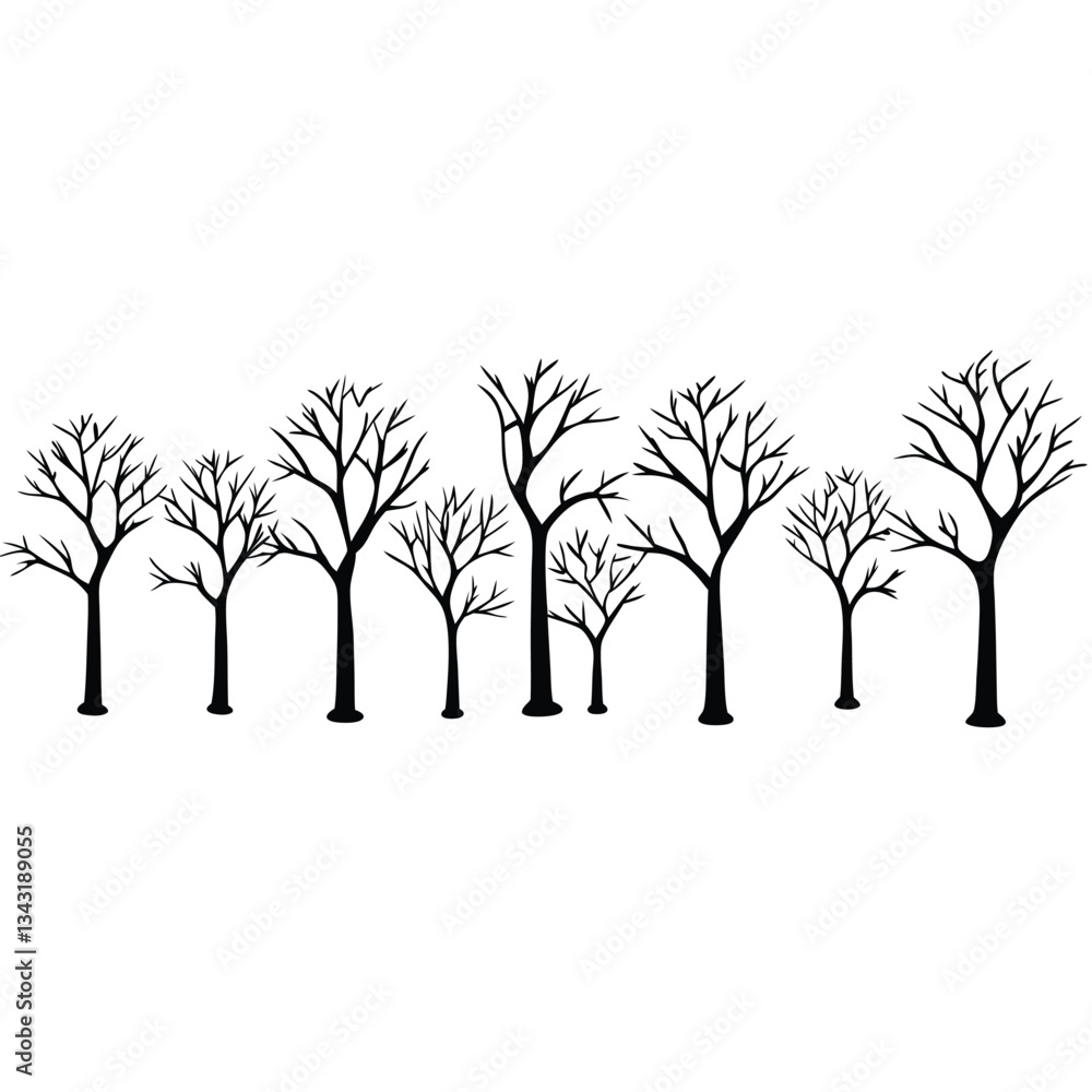 tree silhouette and Tropical leaves vector isolated on white background. tree silhouette and Tropical leaves vector isolated on white background.