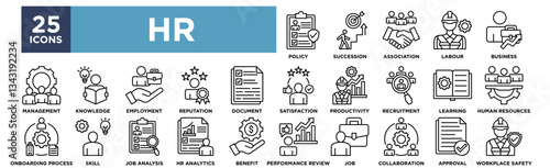 HR icon collection set. Containing business,hr analytics,recruitment,human resources,skill