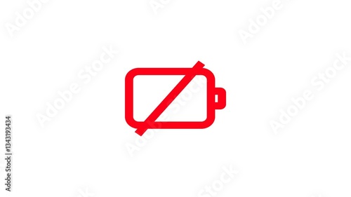 Digital low battery charging status indicator animation on Alpha Channel. No energy, warning, critical level. Technologies concept. Device. Battery status indicator.	