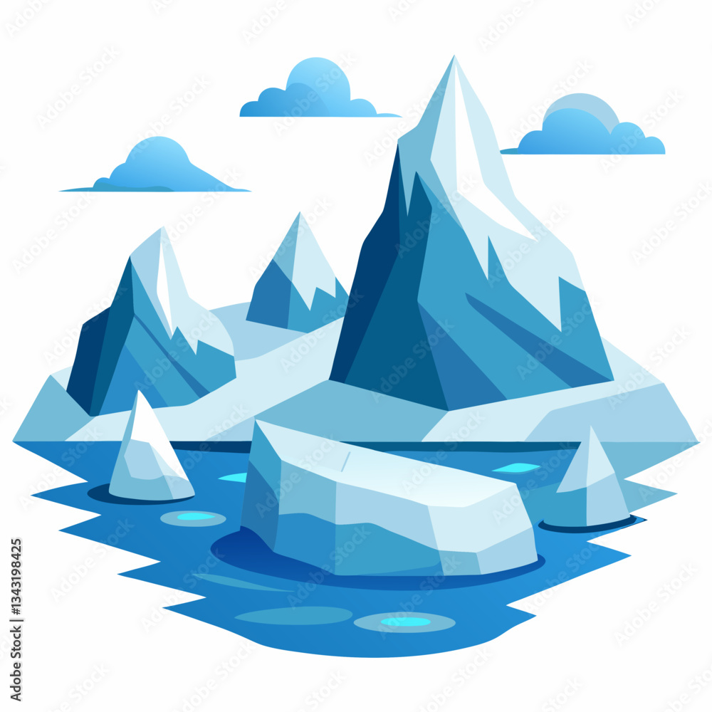remote arctic landscape with drifting icebergs remote arctic landscape with drifting icebergs