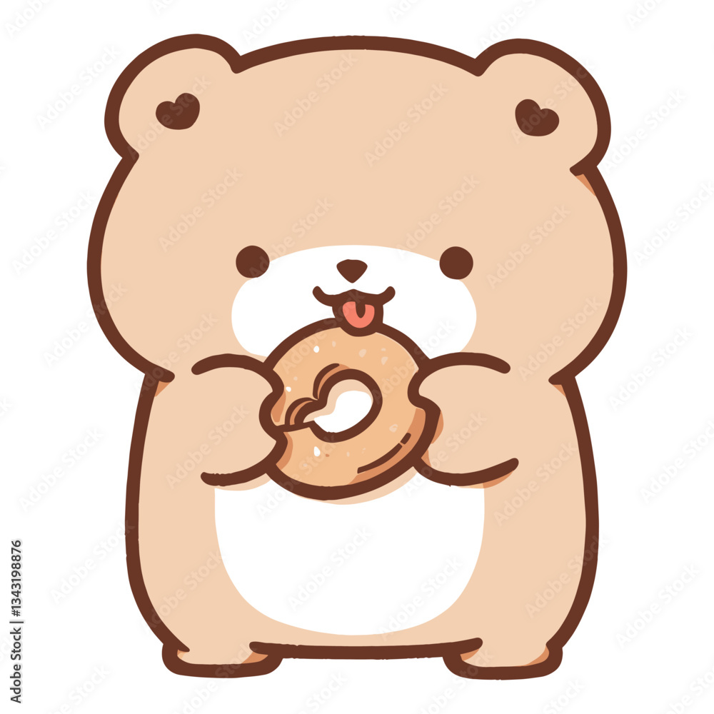 Fototapeta premium Cute bear eating a cookie animal illustration character vector