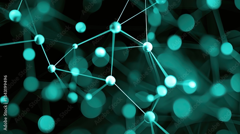 Abstract network concept, interconnected nodes forming a complex web, for future science and technology